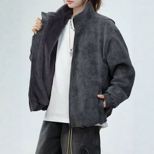 Damen Oversized Kunstlederjacke Drune