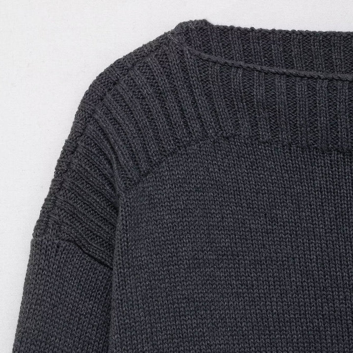Damen eleganter Oversized-Strickpullover mit weitem Rundhalsausschnitt Drune