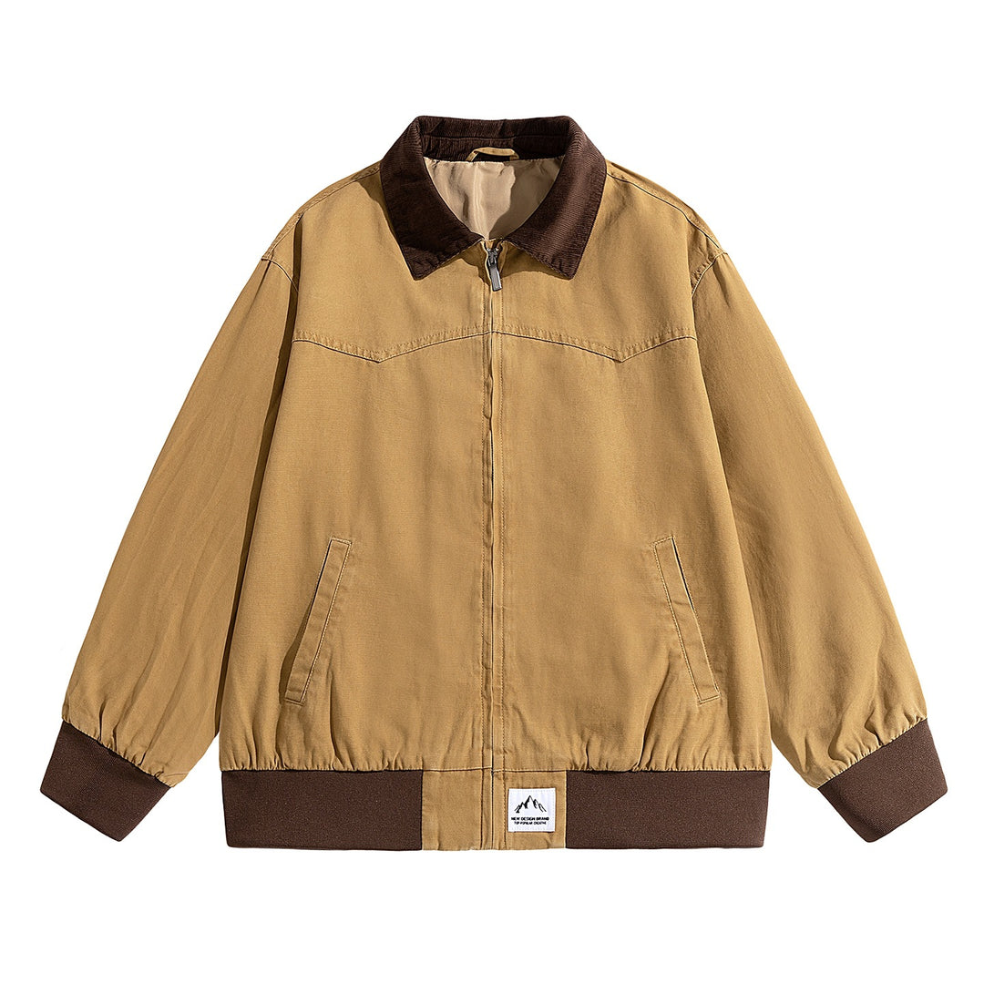 Herren Oversize-Field-Bomberjacke mit Cordkragen, elastischem Saum & verdecktem Reißverschluss Drune