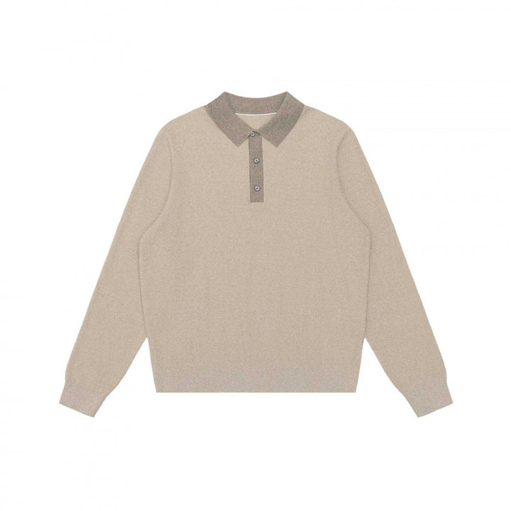 Unisex Feinstrick-Polopullover mit Henley-Knopfleiste und gerippten Bündchen Drune