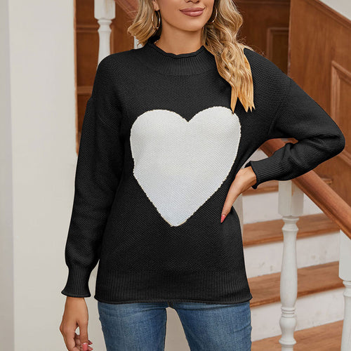 Damen modischer Pullover mit Herz-Print Drune