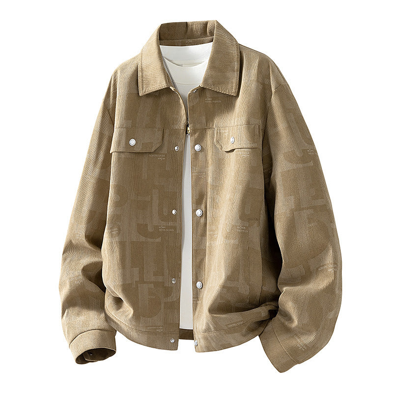 Herren Modische Jacke mit Schlaufen Kragen Drune