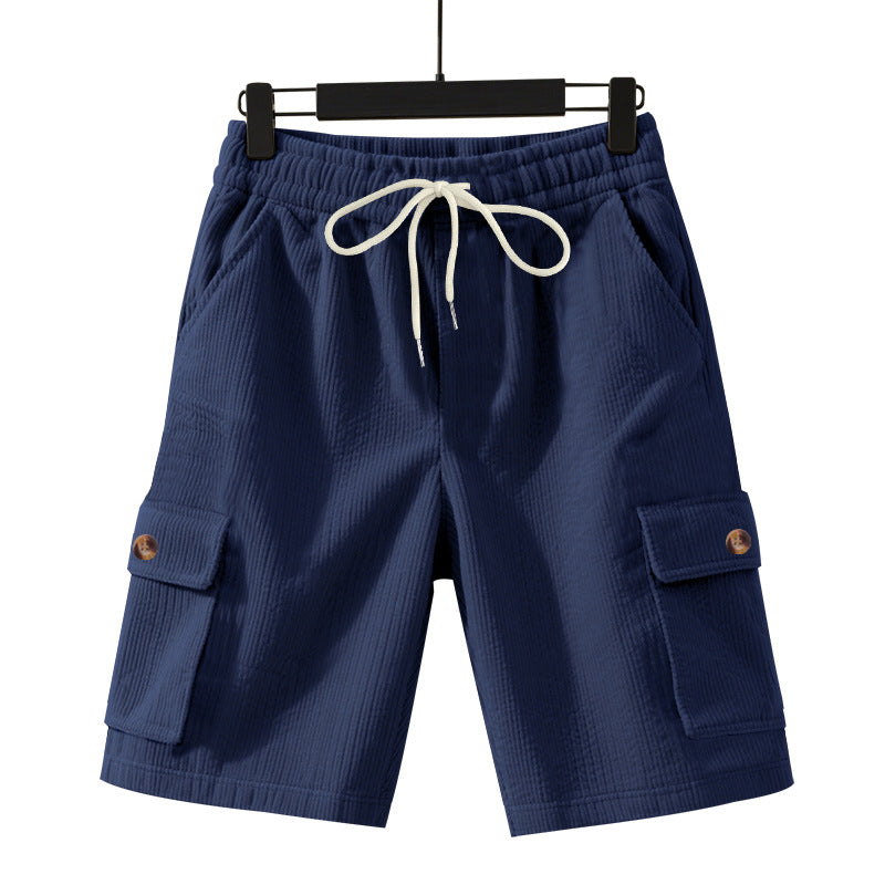 Herren nan Cord-Cargo-Shorts mit elastischem Tunnelzugbund, aufgesetzten Cargotaschen und weichem Baumwollmix Drune