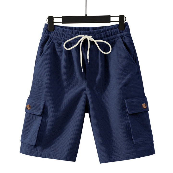 Herren nan Cord-Cargo-Shorts mit elastischem Tunnelzugbund, aufgesetzten Cargotaschen und weichem Baumwollmix Drune