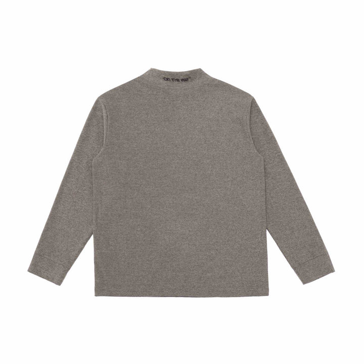 Unisex Feinstrukturierter Mockneck-Pullover aus Baumwollmix mit dezenter Bruststickerei Drune