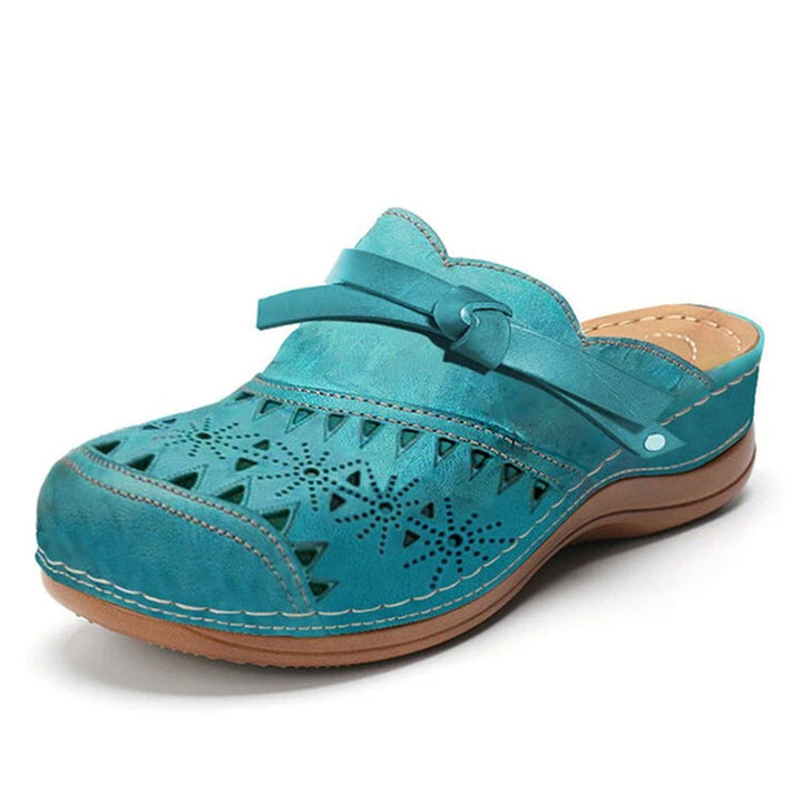 Damen Komfort Clogs mit modischem Lochmuster und dekorativem Riemen Drune