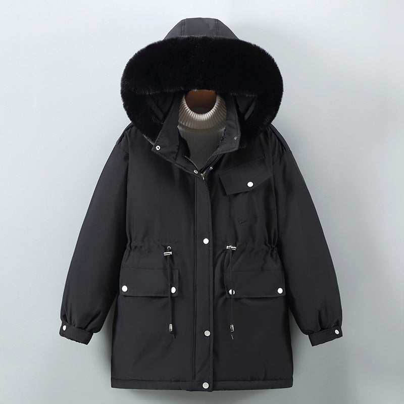 Damen Isolierte Winterjacke mit abnehmbarem Kunstpelzkragen und großzügigen Taschen Drune