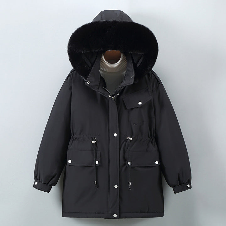 Damen Isolierte Winterjacke mit abnehmbarem Kunstpelzkragen und großzügigen Taschen Drune