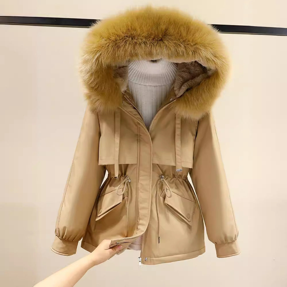 Damen Winterjacke mit funktionalem Reißverschluss und abnehmbarem Kunstpelzkragen Drune