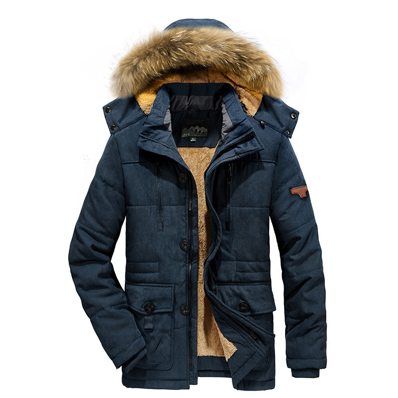Herren Gefütterter Winterparka im Field-Style mit Teddyfutter und Kunstfellkapuze Drune