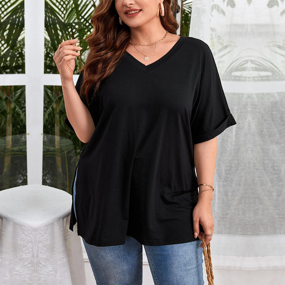 Damen V-Ausschnitt T-Shirt Drune