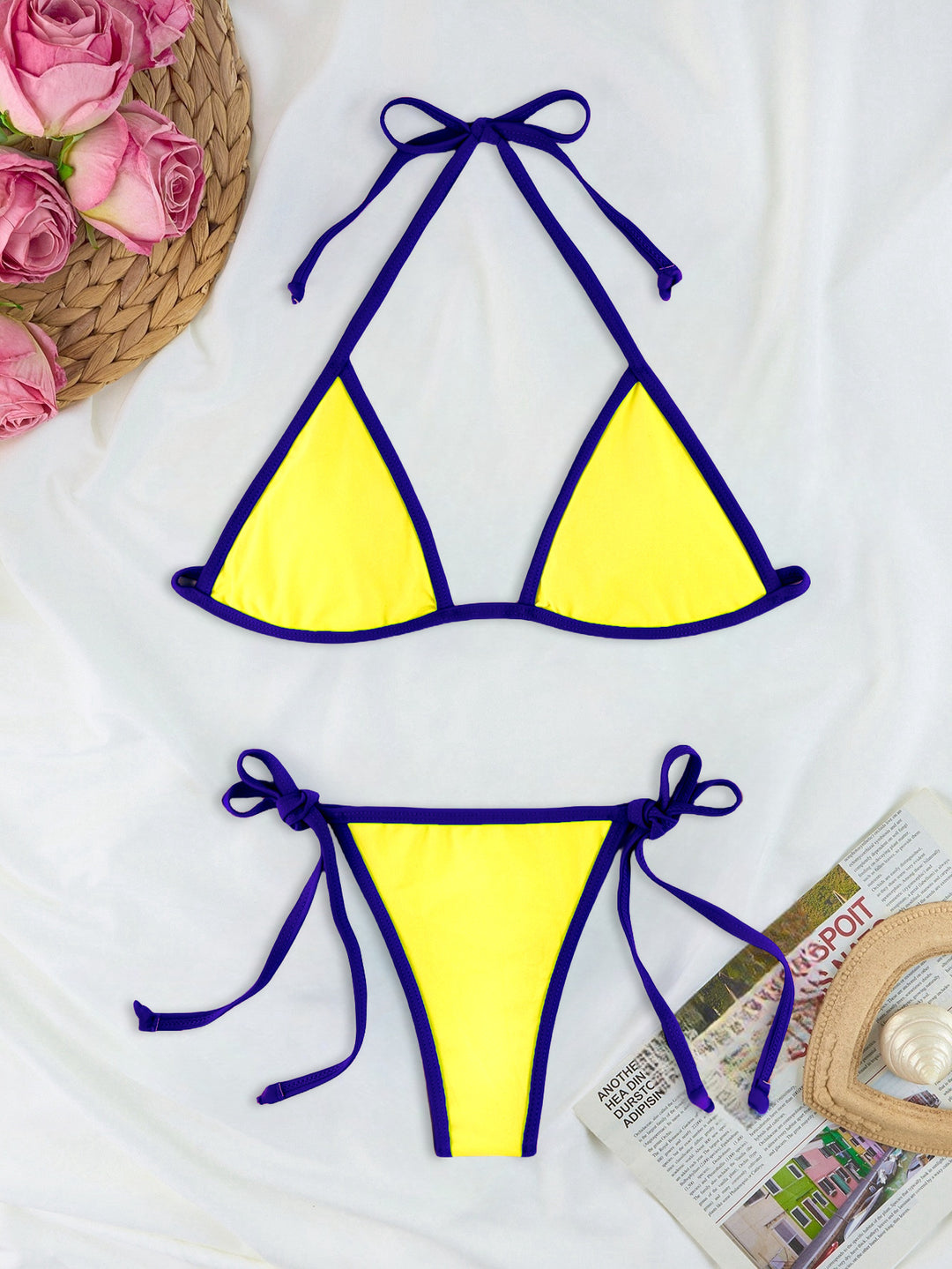 Damen Triangel-Bikini-Set mit individuell anpassbarem Kordelzug Drune