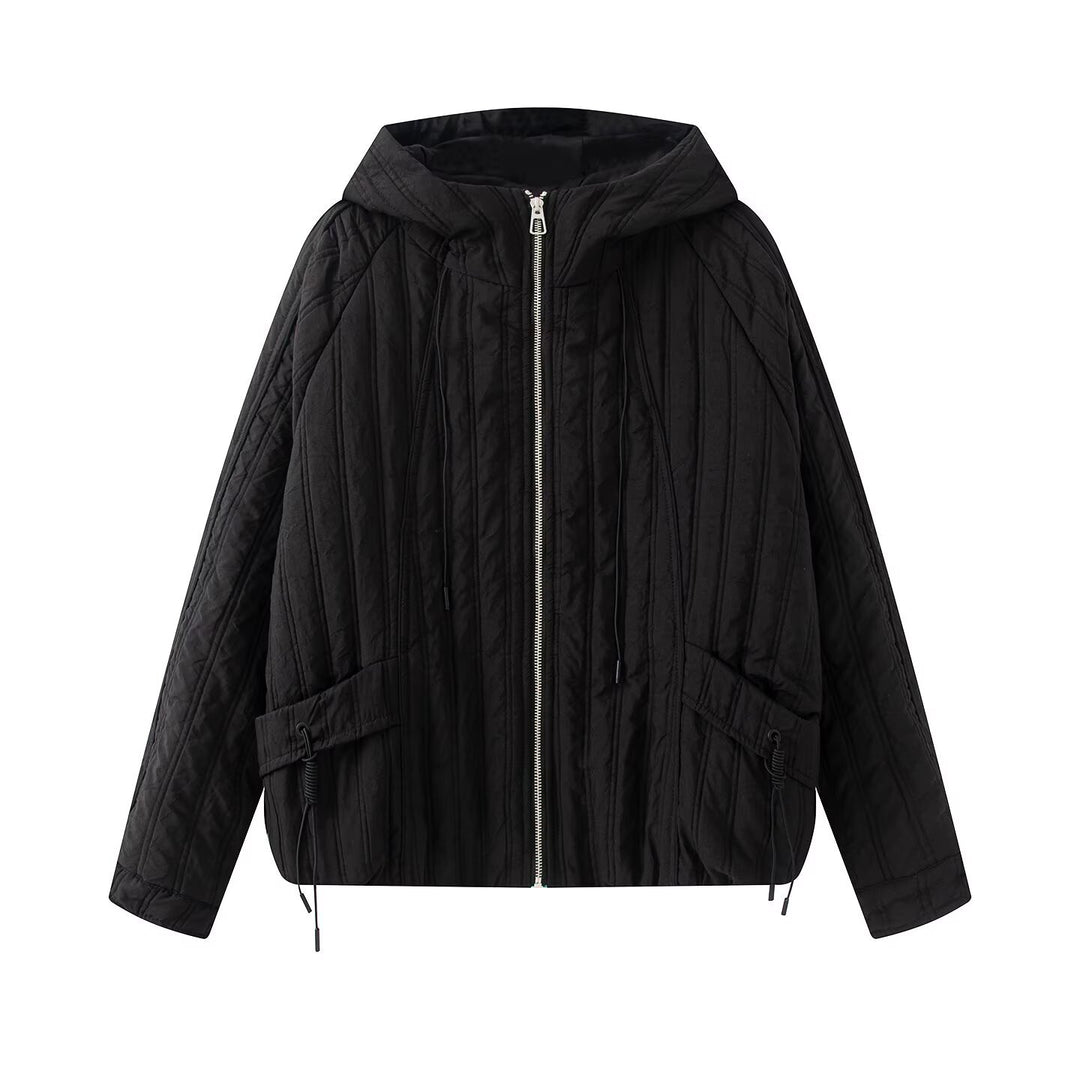 Damen Steppjacke mit Kapuze, Tunnelzug und weitem Schnitt Drune