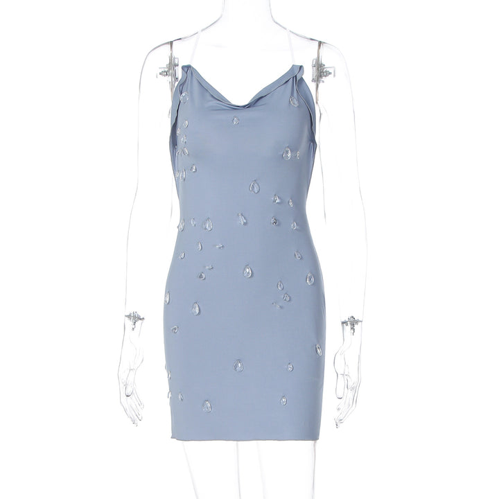 Damen figurbetonendes Minikleid mit eleganter Drapierung und transparenten Applikationen Drune