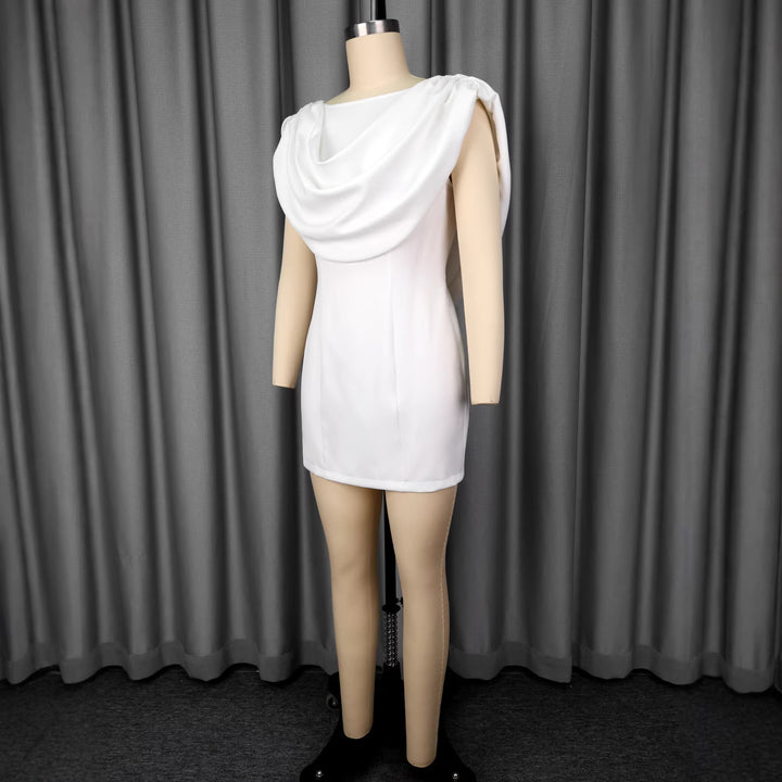 Damen Wickelkleid mit voluminösem Kragen und schimmerndem Finish Drune