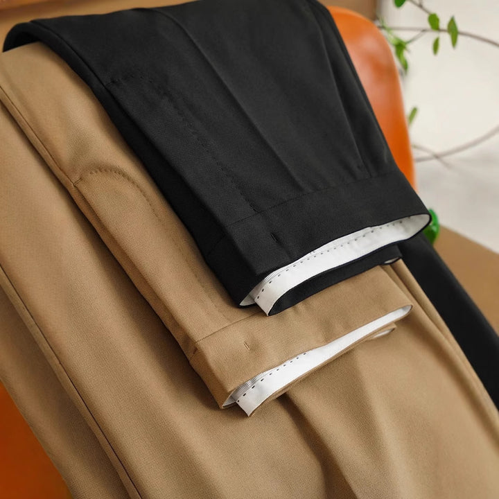 Damen Hochtaillierte weite Stoffhose mit Bügelfalte und Eingrifftaschen Drune