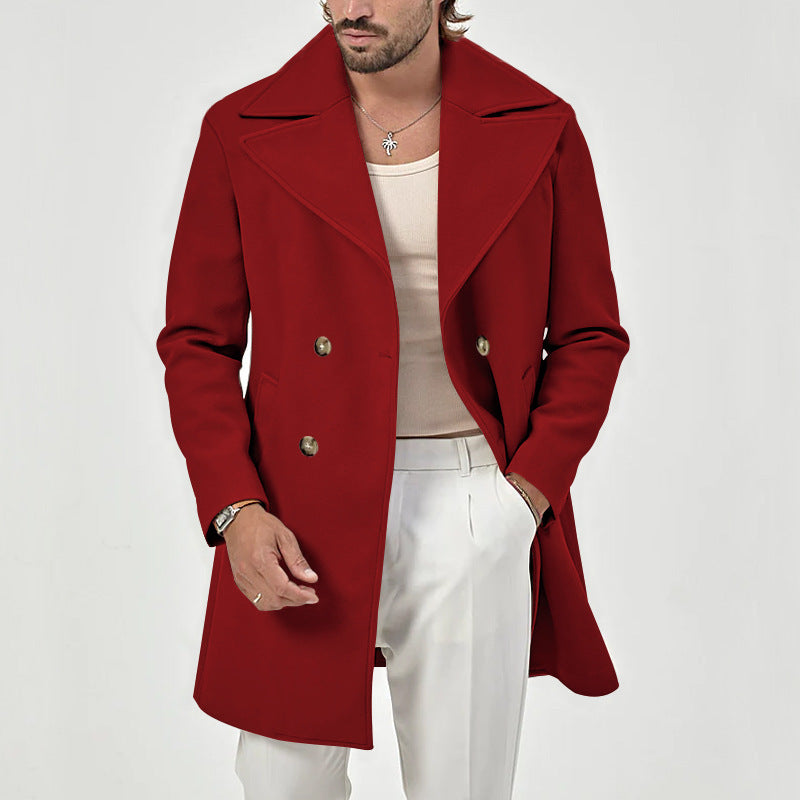 Herren eleganter Wollmantel mit doppelter Knopfleiste und modernem Schnitt Drune