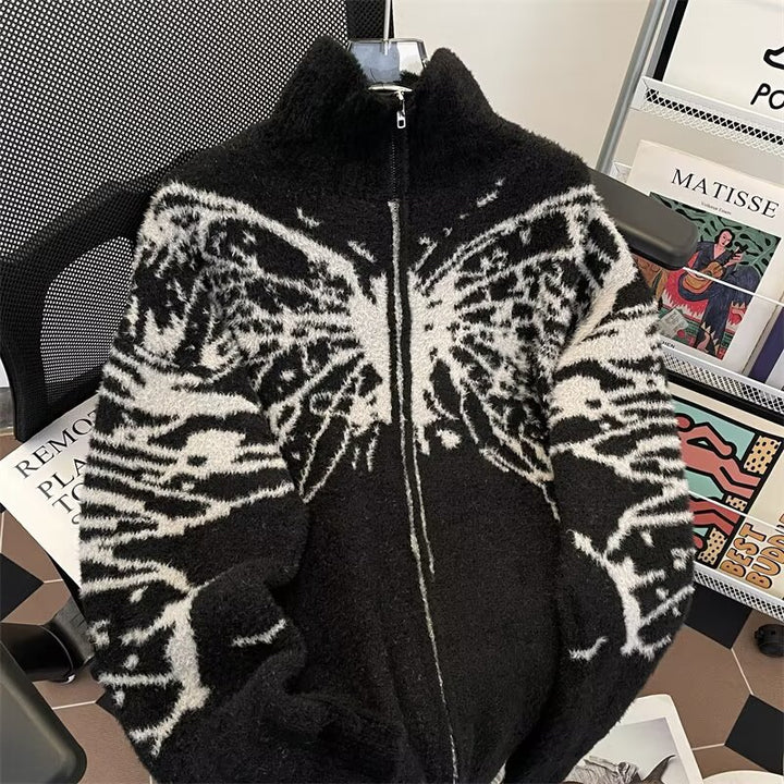 Damen Oversized Strickjacke mit einzigartigem Schmetterlingsmuster Drune