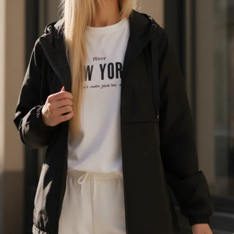 Damen Modische Übergangsjacke mit kapuze