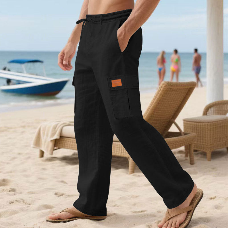 Herren nan maritime Strand-Cargohose im Relaxschnitt mit elastischem Tunnelzugbund Drune