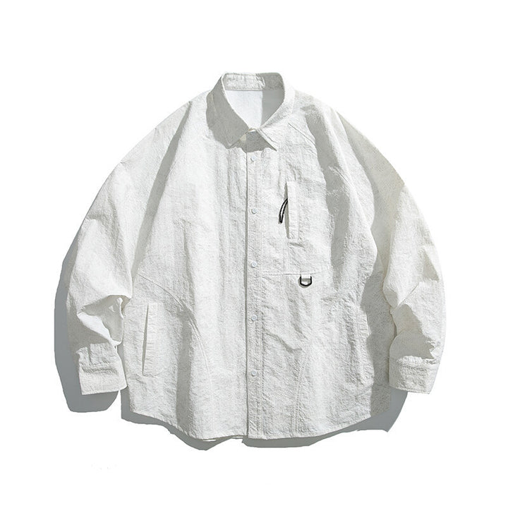 Unisex Boxy-Overshirt-Jacke mit D-Ring und verdeckter Brusttasche Drune
