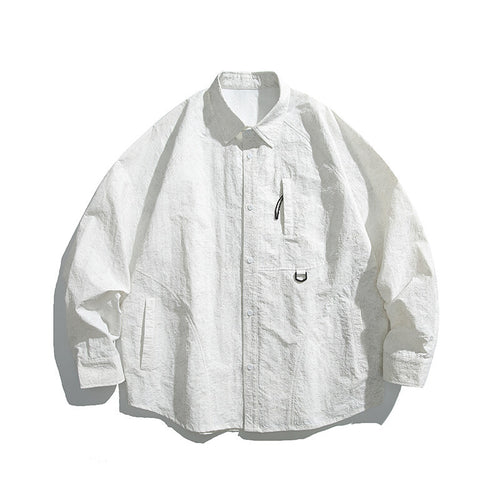 Unisex Boxy-Overshirt-Jacke mit D-Ring und verdeckter Brusttasche Drune