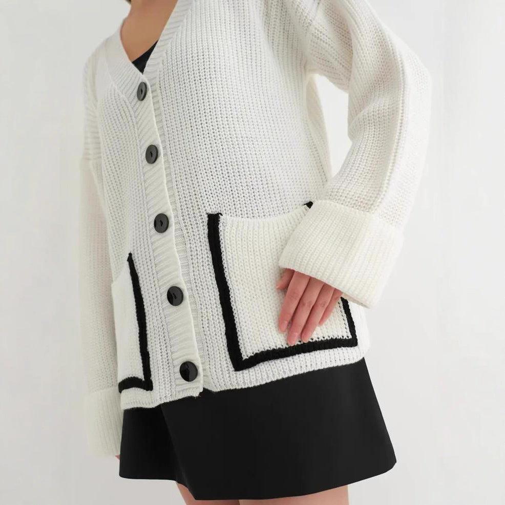 Damen Grobstrick-Cardigan mit praktischen Taschen und modernen Knöpfen Drune