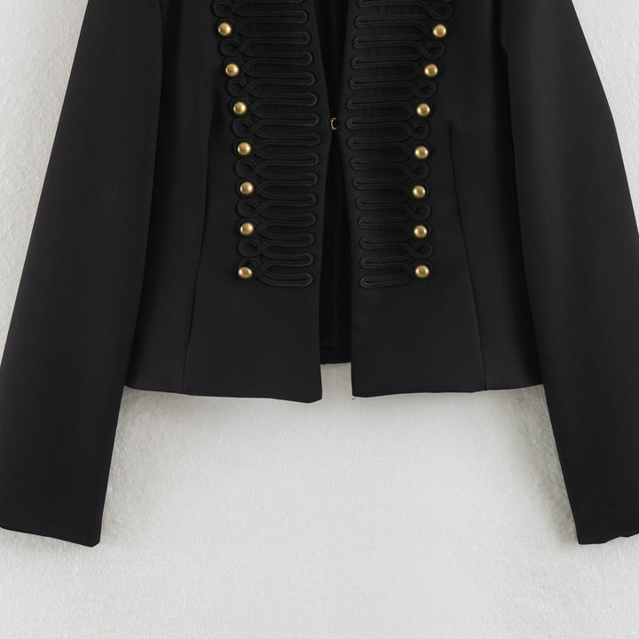 Damen Kurzblazer im Marschall-Look mit Kordelornament und Messingknöpfen Drune
