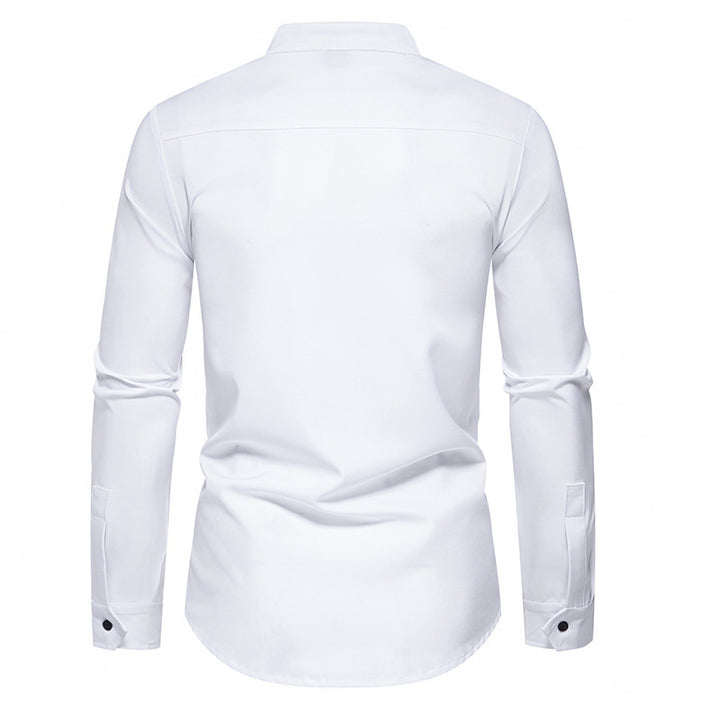 Herren modisches Hemd mit asymmetrischem Knopfdesign und elegantem Stehkragen Drune