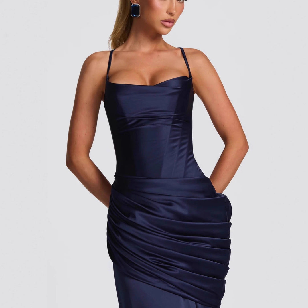Damen elegantes Abendkleid mit raffinierten Drappierungen Drune