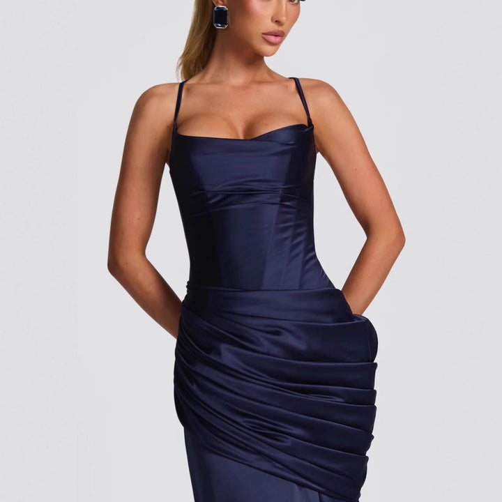 Damen elegantes Abendkleid mit raffinierten Drappierungen Drune