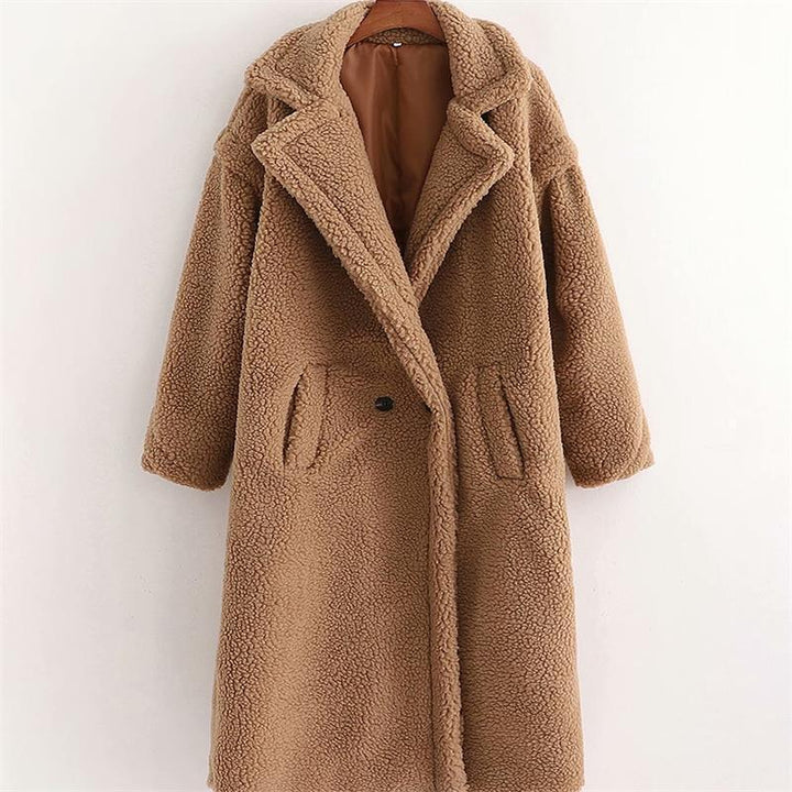 Drune | Langer Übergroß Schnitt Weiches Teddy Fleece Reverskragen Warm Und Bequem