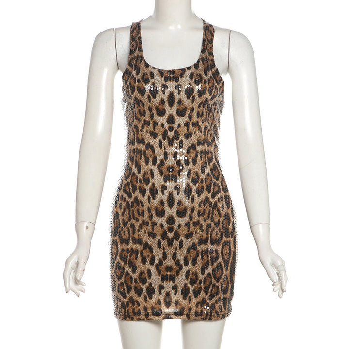 Damen Glitzerndes Tiermuster-Kleid Drune