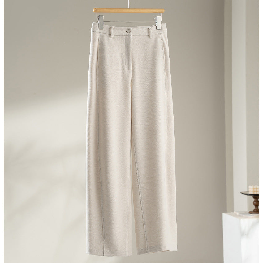 Damen Elegante High‑Waist Palazzo-Stoffhose mit Bügelfalte und dekorativer Mittelnaht Drune