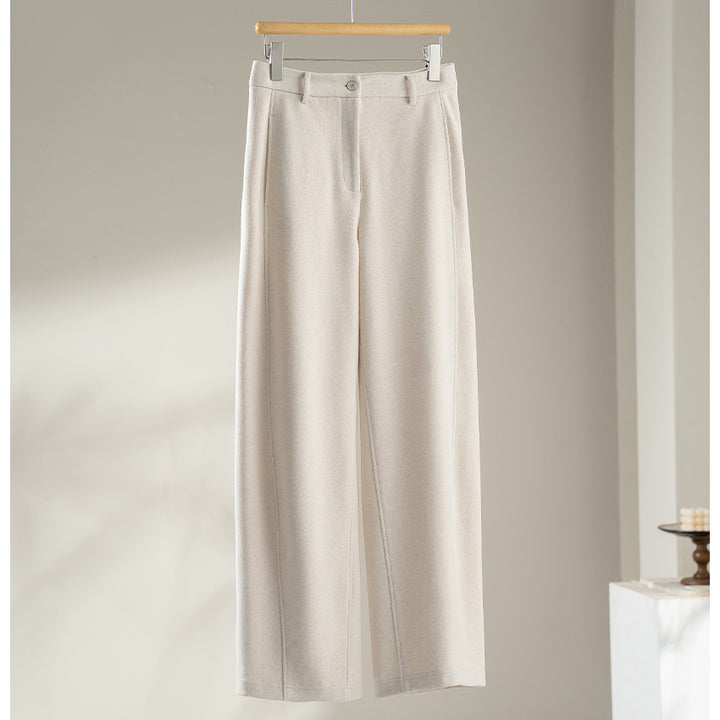 Damen Elegante High‑Waist Palazzo-Stoffhose mit Bügelfalte und dekorativer Mittelnaht Drune