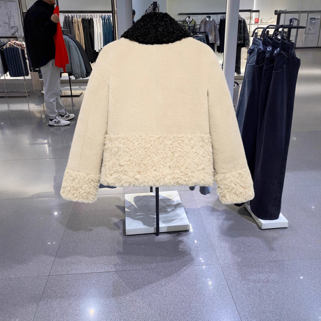 Damen Teddy-Fleece-Blousonjacke mit kontrastierendem Kunstfellkragen Drune