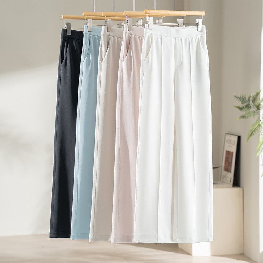 Damen Weite Palazzo-Hose aus Ponte-Jersey mit elastischem Komfortbund und Bügelfalte Drune