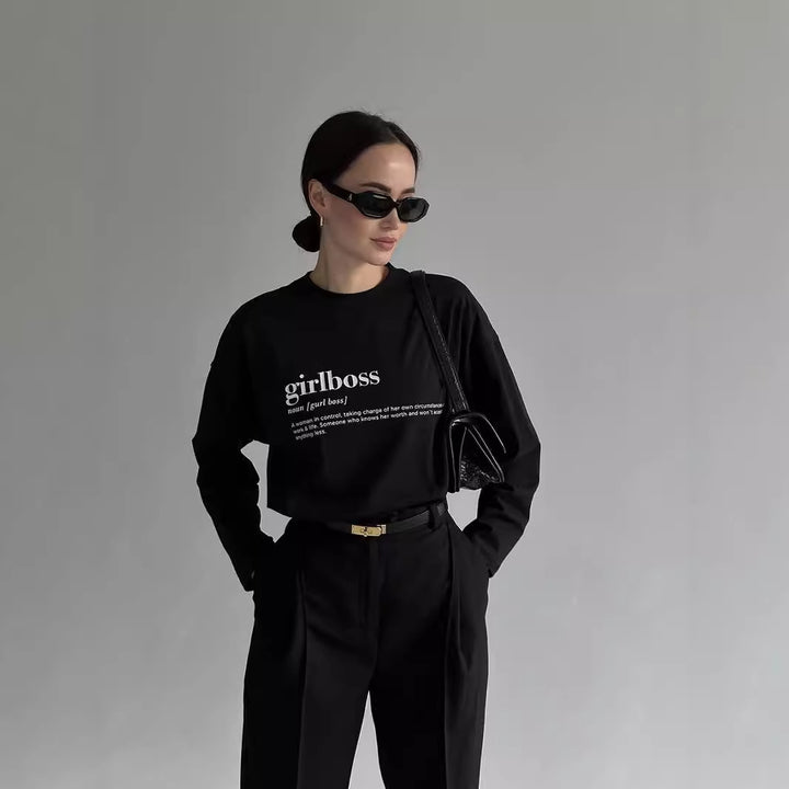 Damen lässiges Longsleeve mit Statement-Druck Drune