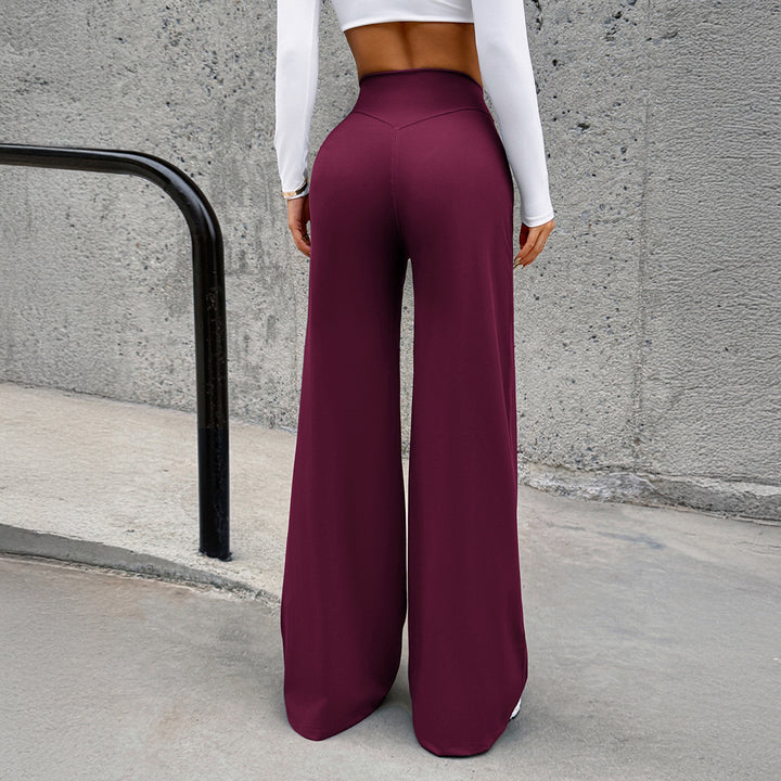 Damen nan hochgeschnittene formende Loungehose mit weitem Schlag und nahtlosem Komfortbund Drune