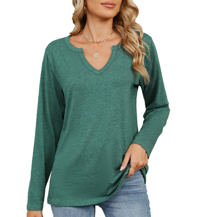 Damen Langarmshirt mit modischem V-Ausschnitt und lässiger Passform Drune