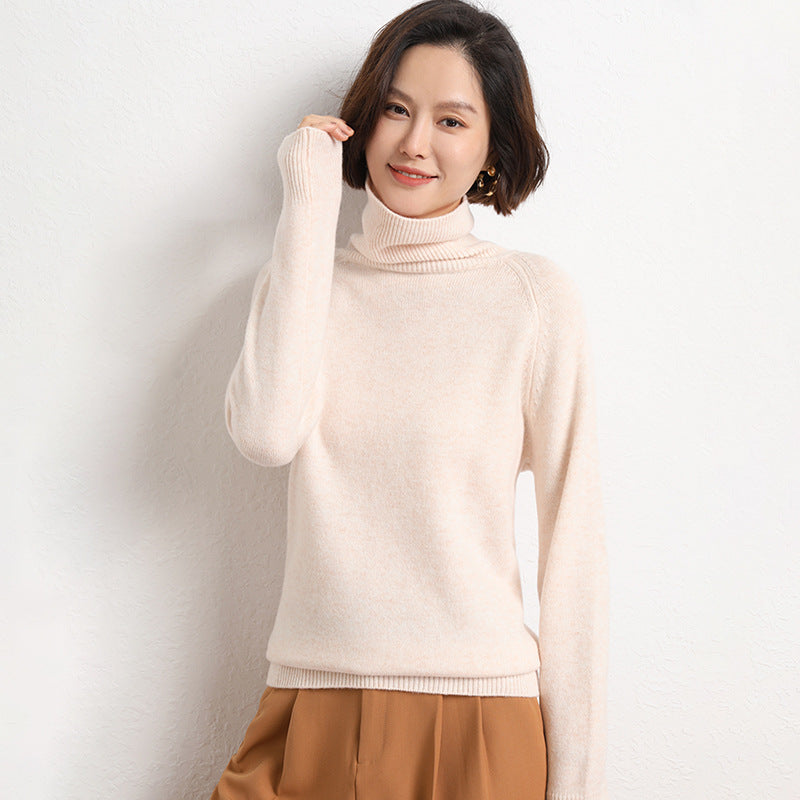 Damen Schlanker Rollkragenpullover aus feinem Strick mit Raglanärmeln Drune
