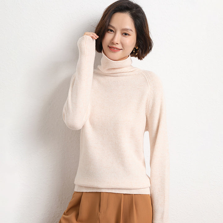 Damen Schlanker Rollkragenpullover aus feinem Strick mit Raglanärmeln Drune