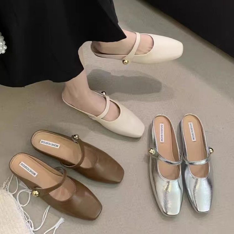 Damen Stilvolle Ballerinas mit glänzendem Obermaterial und eleganter Schnalle Drune