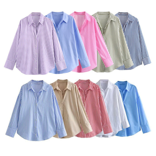 Damen Oversize-Hemdbluse mit überschnittener Schulter und klassischer Knopfleiste Drune