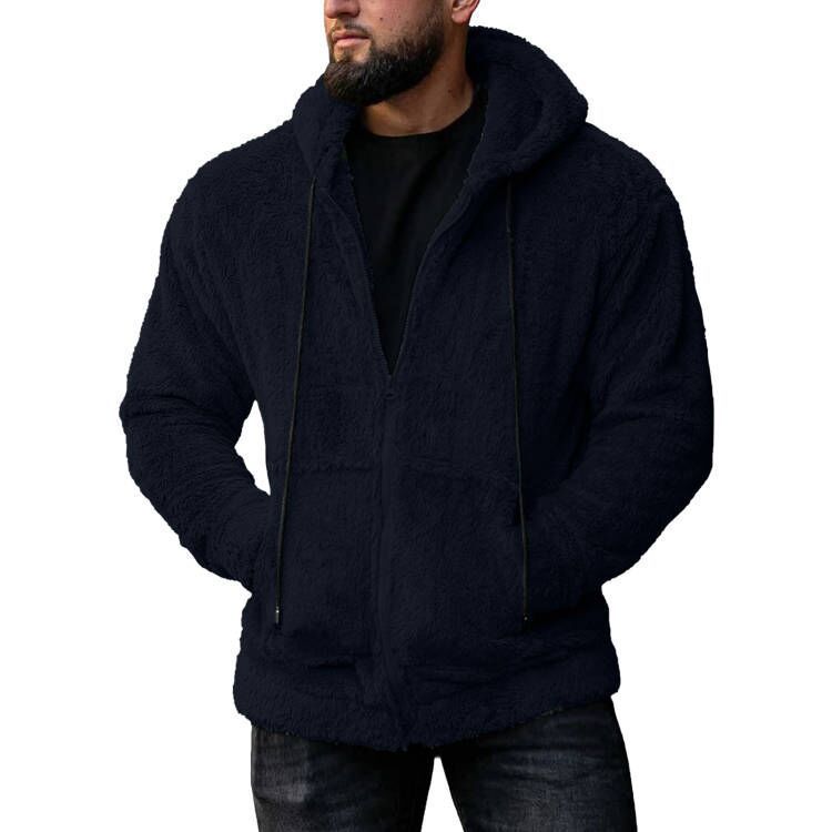 Herren nan kuschelige Teddyfleece Kapuzenjacke mit durchgehendem Reißverschluss Drune