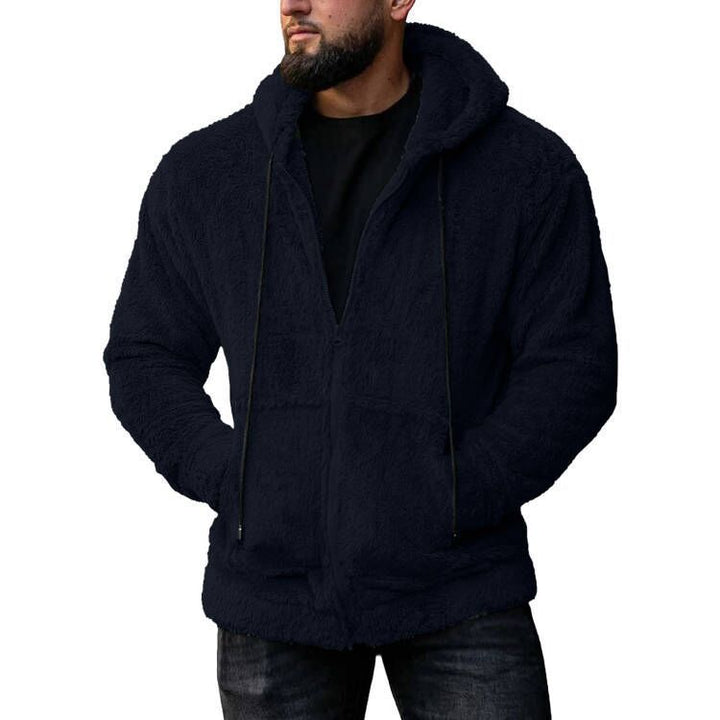 Herren nan kuschelige Teddyfleece Kapuzenjacke mit durchgehendem Reißverschluss Drune
