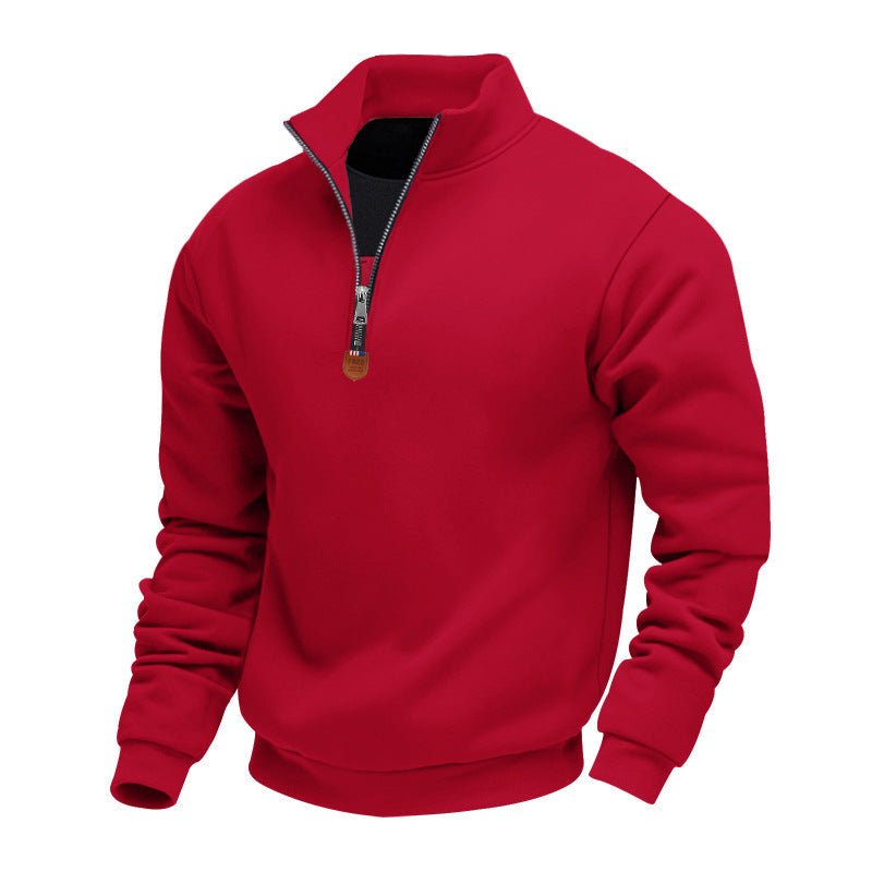 Herren sportlicher Pullover mit halbem Reißverschluss und modischem Stehkragen Drune