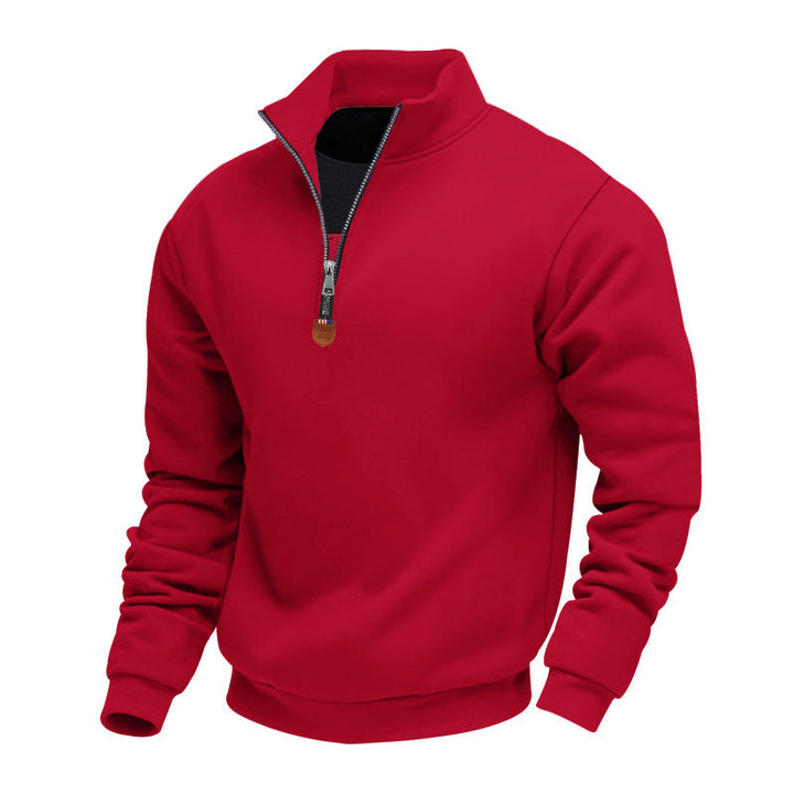 Herren sportlicher Pullover mit halbem Reißverschluss und modischem Stehkragen Drune