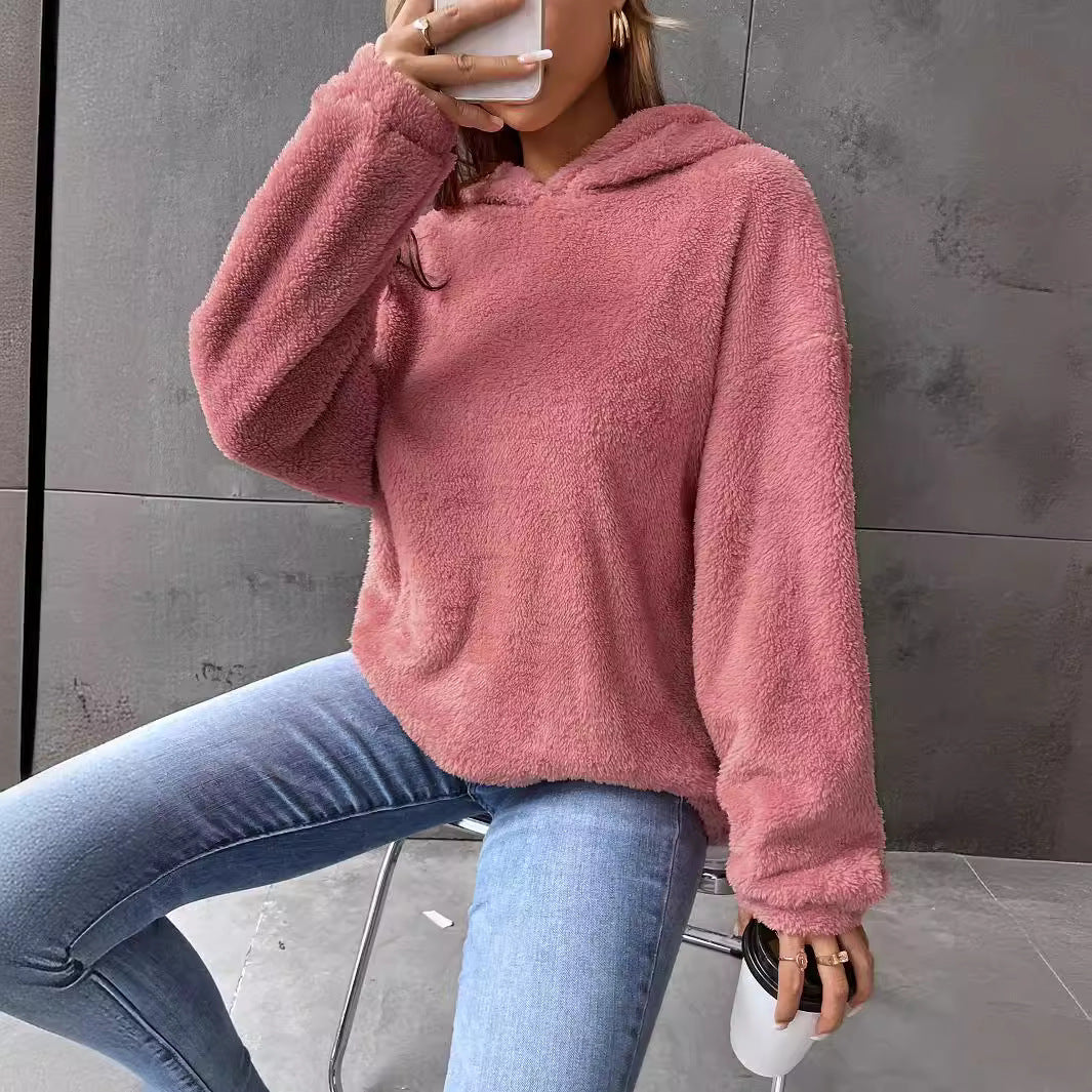Damen Kuscheliger Hoodie mit Peter Pan Kragen Drune