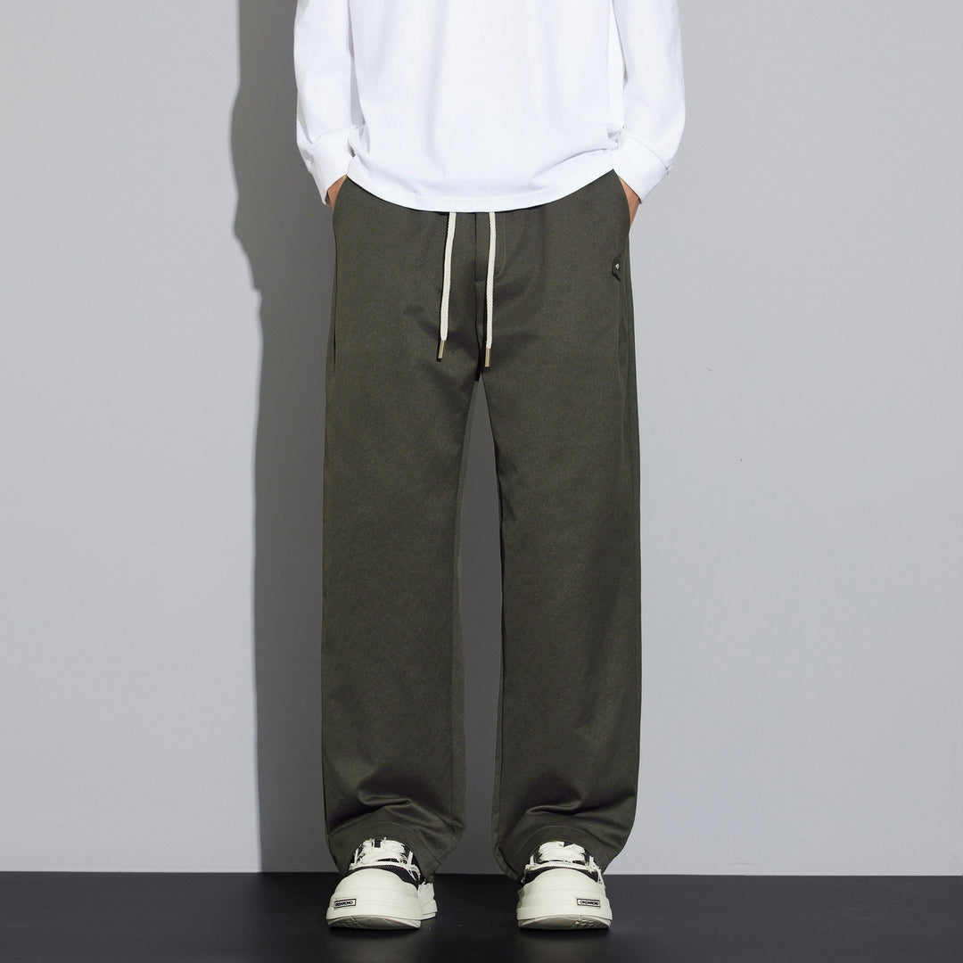 Herren Weite Relaxed‑Fit Stoffhose mit Tunnelzug & Bügelfalte Drune